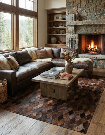 5' 7 x 7' 11 Cowhide Stocks Rug