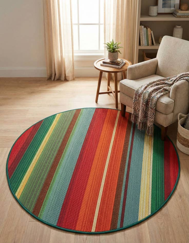 Detail image of 3' x 3'  Washable Modern Indoor / Outdoor Round Rug