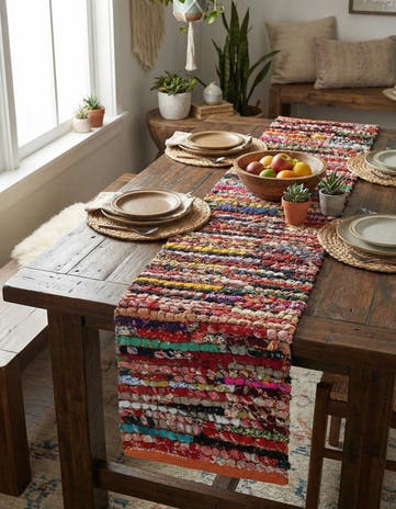 Handmade Braided Chindi Table Runner Rug