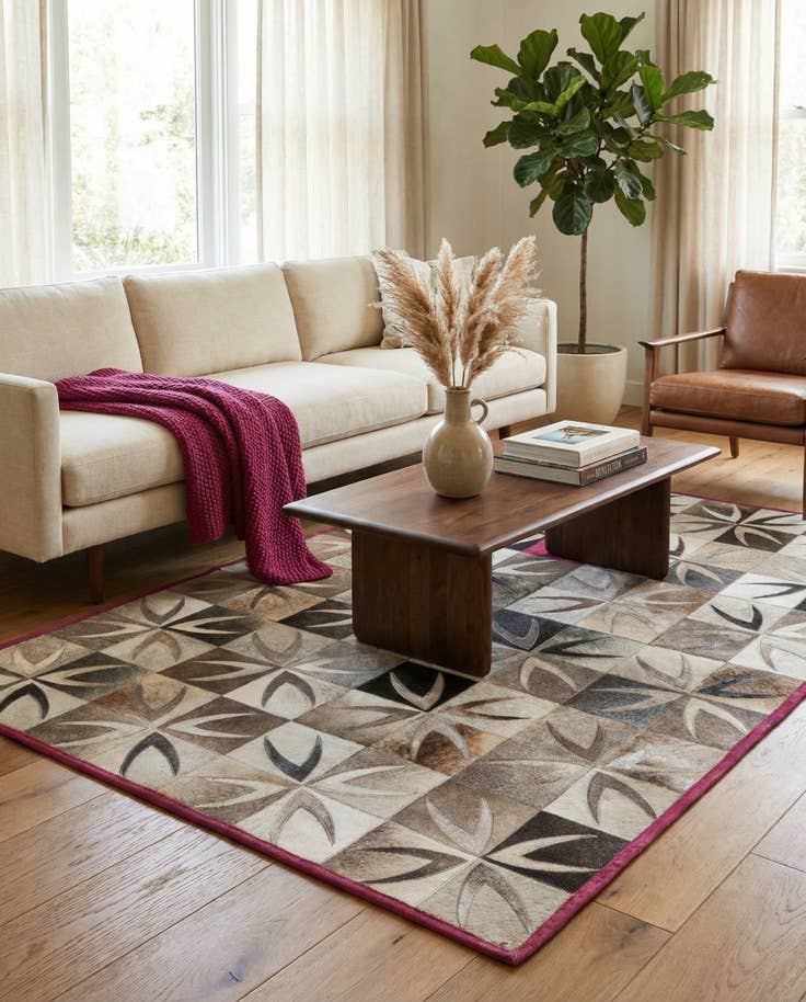 Detail image of 4' x 5' 10 Cowhide Leather Rug