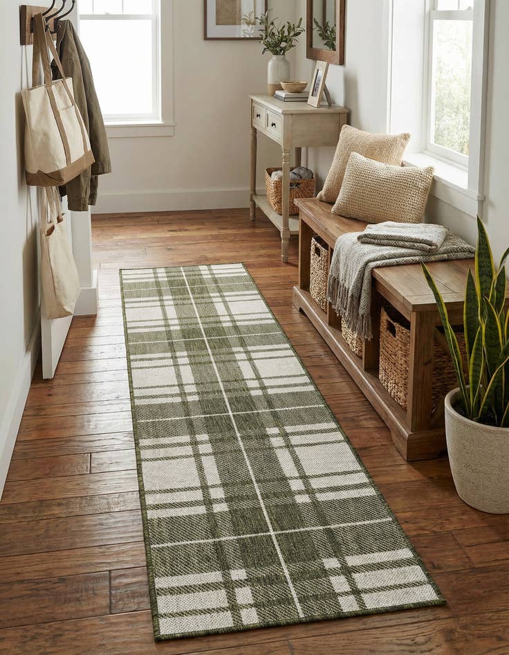 Detail image of 2' x 5' 3  Washable Checkered Indoor / Outdoor Runner Rug