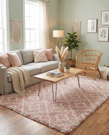  9' x 12' Lattice Shag Rug