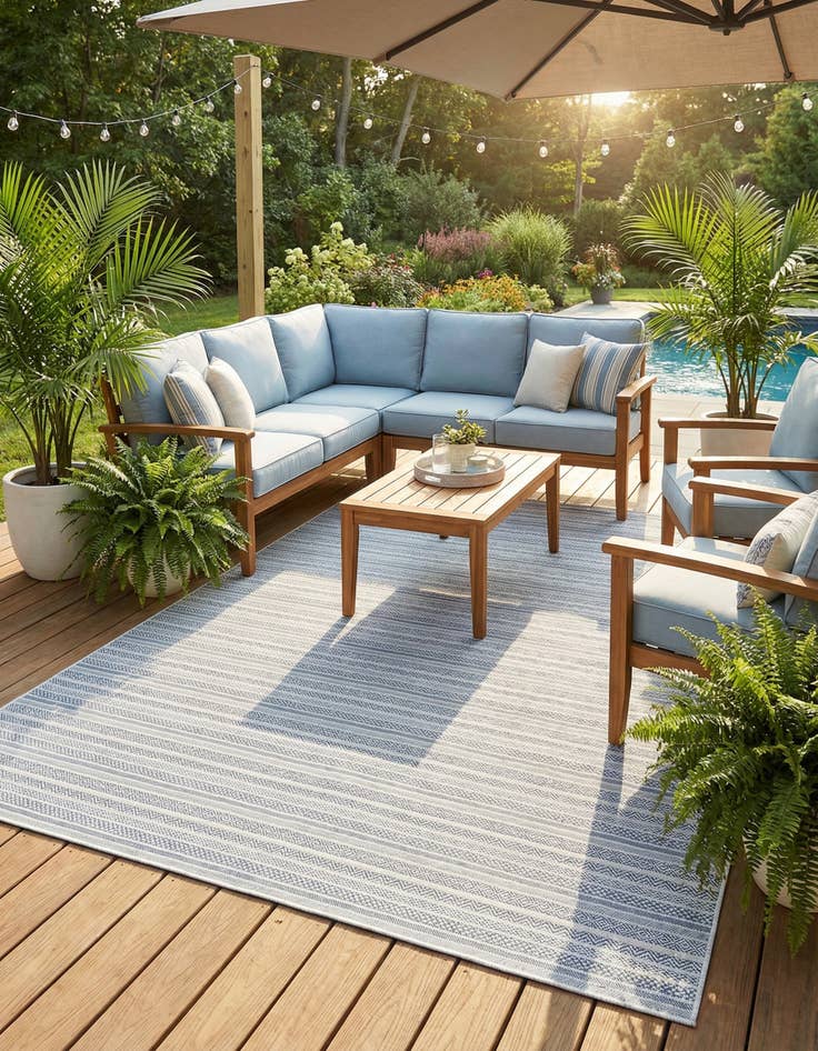 Detail image of 10' x 14'  Washable Striped Indoor / Outdoor Rug