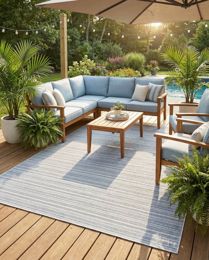 Detail image of 10' x 14' Easy-Clean Ribbon Indoor / Outdoor Rug