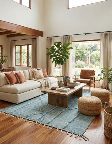 6' 6 x 10' 3 Hand Knotted Moroccan Wool Rug