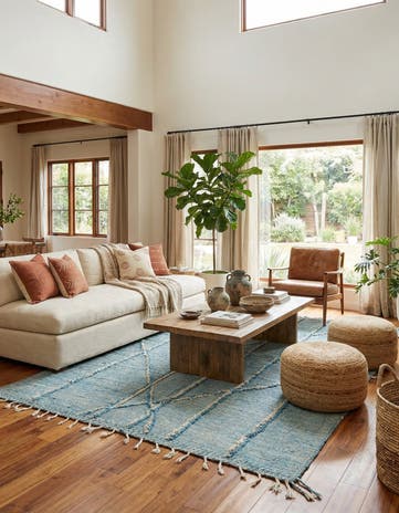 6' 6 x 10' 3 Hand Knotted Moroccan Wool Rug