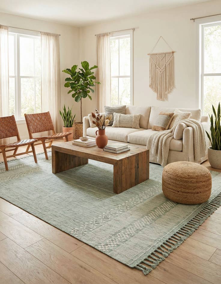 Detail image of 10' x 14' 1  Washable Eco Bohemian Indoor / Outdoor Rug