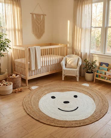  6' 1 x 6' 1 Kids Braided Jute Round Rug