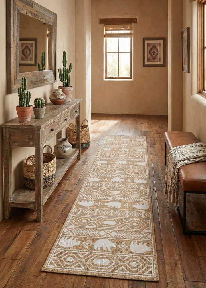 2' 7 x 12' Easy-Clean Southwestern Indoor / Outdoor Runner Rug