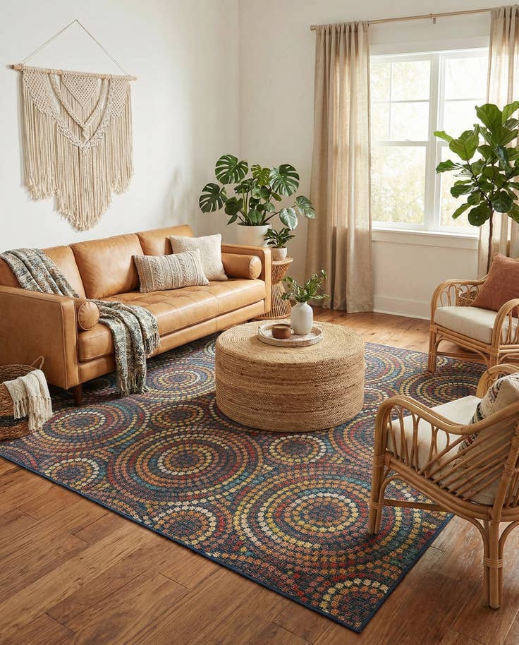 Detail image of 7' 10 x 7' 10 Easy-Clean Baja Indoor / Outdoor Square Rug