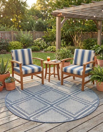 5' 3 x 5' 3 Easy-Clean Lattice Indoor / Outdoor Round Rug