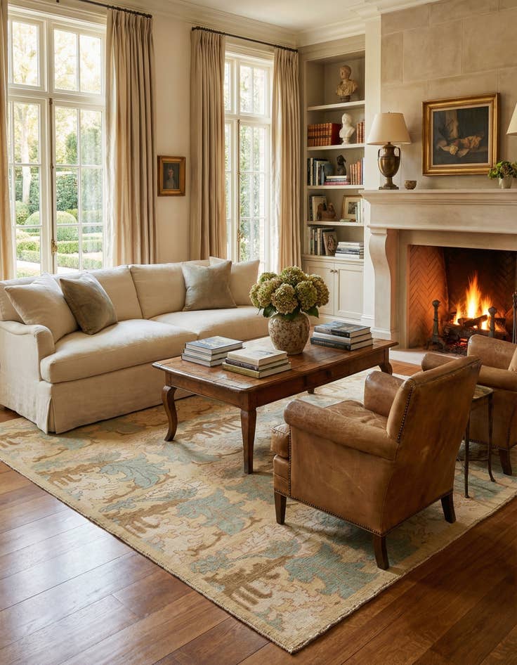 Detail image of 8' 6 x 12' 7  Hand Knotted Oushak Wool Rug