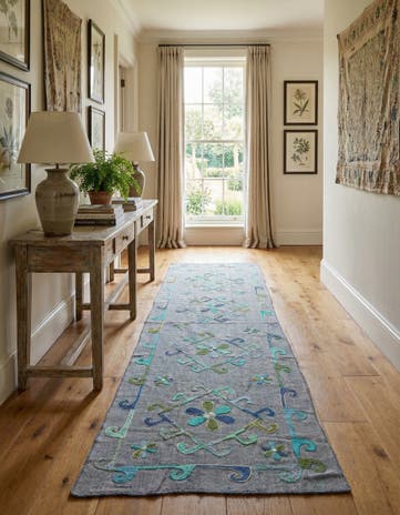 3' 4 x 10' 3 Hand Woven Kilim Suzani Wool Runner Rug