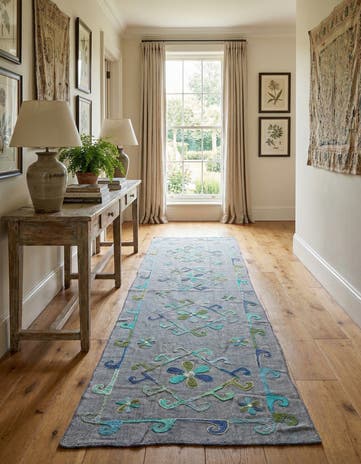 3' 4 x 10' 3 Hand Woven Kilim Suzani Wool Runner Rug