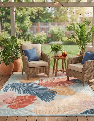 Easy-Clean Botanical Indoor / Outdoor Rug