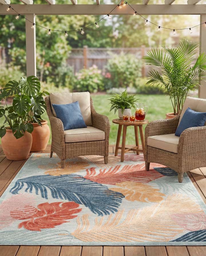 4' 5 x 6' Easy-Clean Botanical Indoor / Outdoor Rug