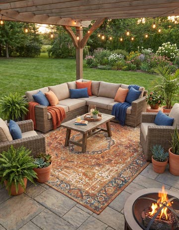 10' x 12' Easy-Clean Traditional Indoor / Outdoor Rug