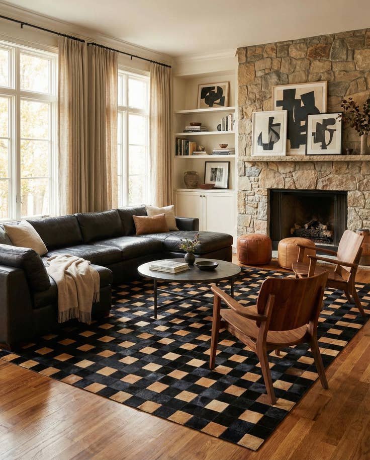 Detail image of 8' 1 x 9' 11 Cowhide - Patchwork Rug