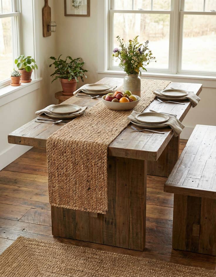 Detail image of  1' 2 x 4' 1  Hand Braided Jute Table Runner Rug