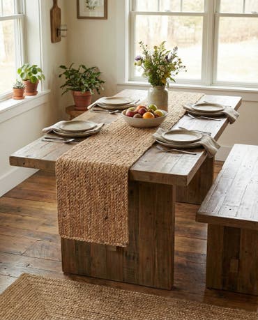  1' 2 x 4' 1  Hand Braided Jute Table Runner Rug