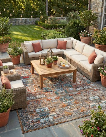 9' x 12' Easy-Clean Traditional Indoor / Outdoor Rug