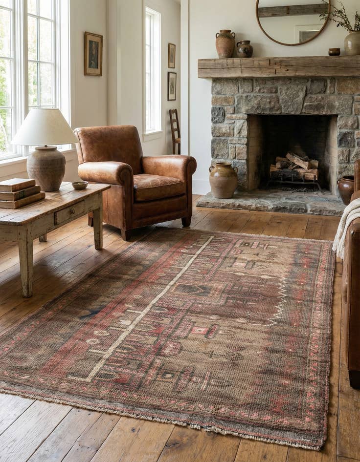 Detail image of 2' 10 x 4' 8  Hand Knotted Ultra Vintage Persian Wool Rug