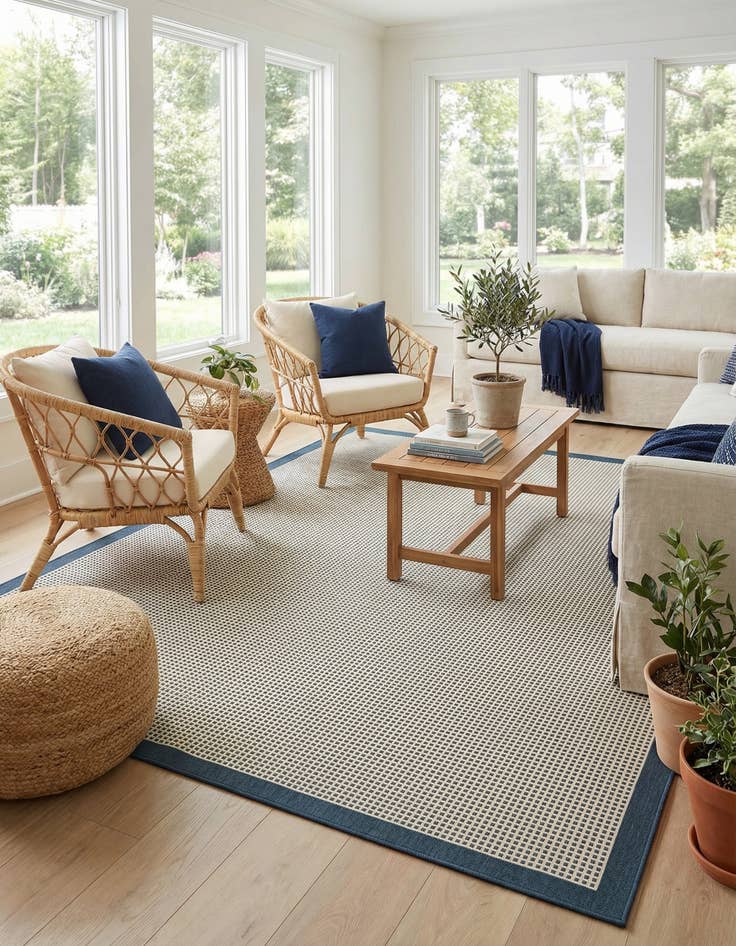 Detail image of 9' x 12'  Washable Border Indoor / Outdoor Rug