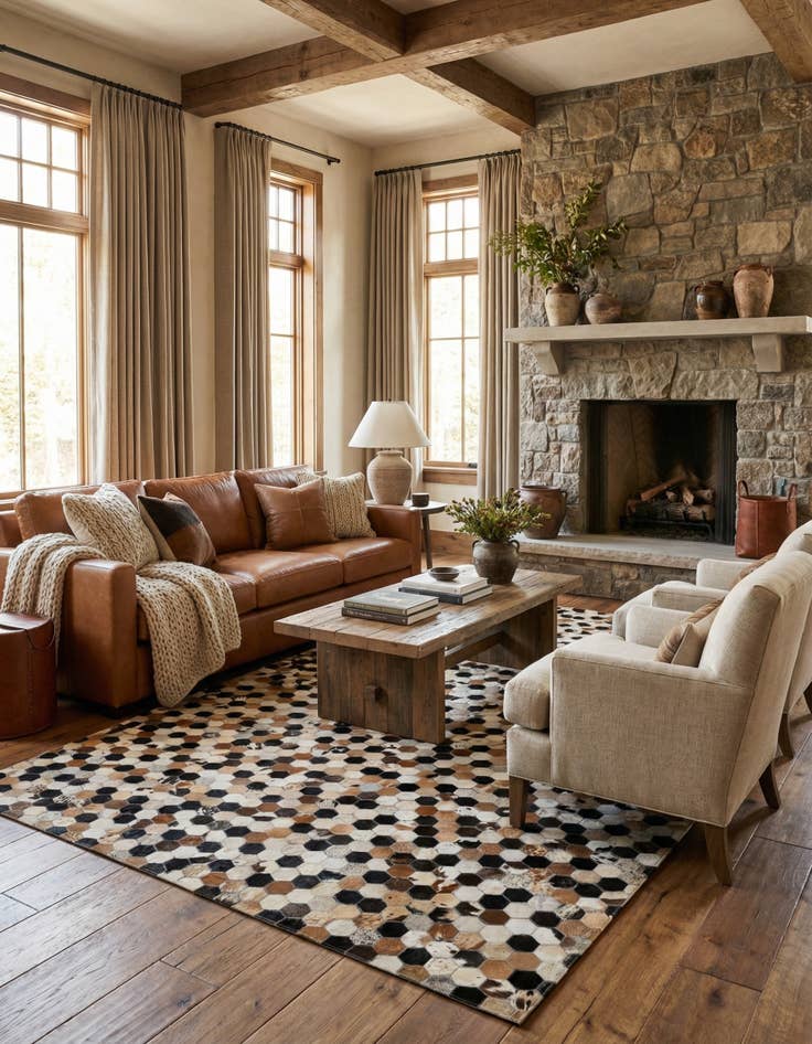 Detail image of 5' 1 x 7' 11 Cowhide - Patchwork Rug