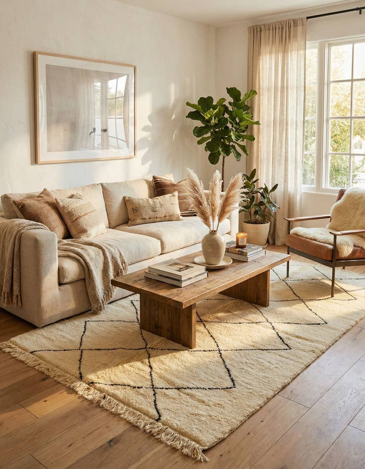 Detail image of 6' 5 x 10' 5  Hand Knotted Moroccan Wool Rug