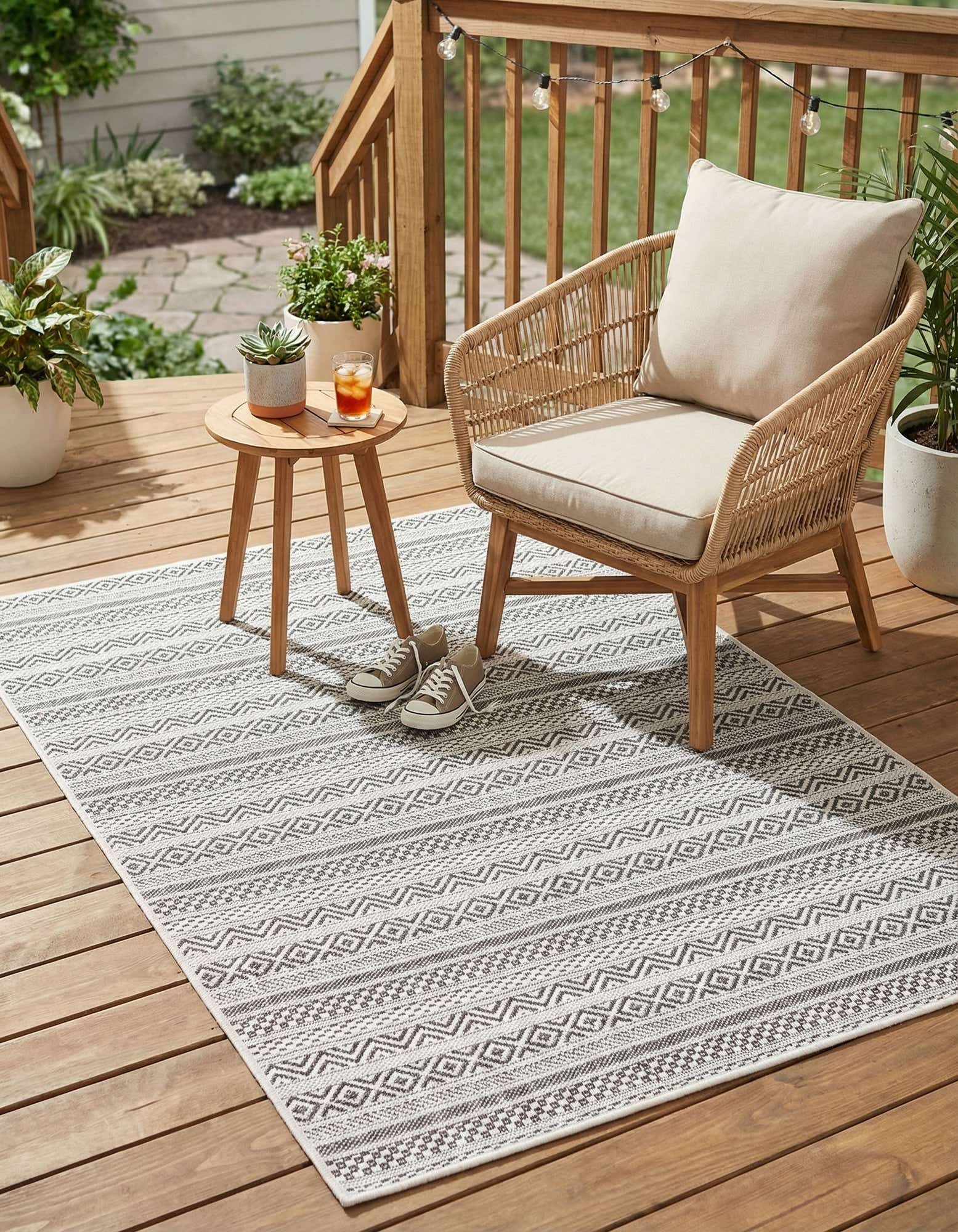 3' x 5' 3 Easy-Clean Striped Indoor / Outdoor Rug