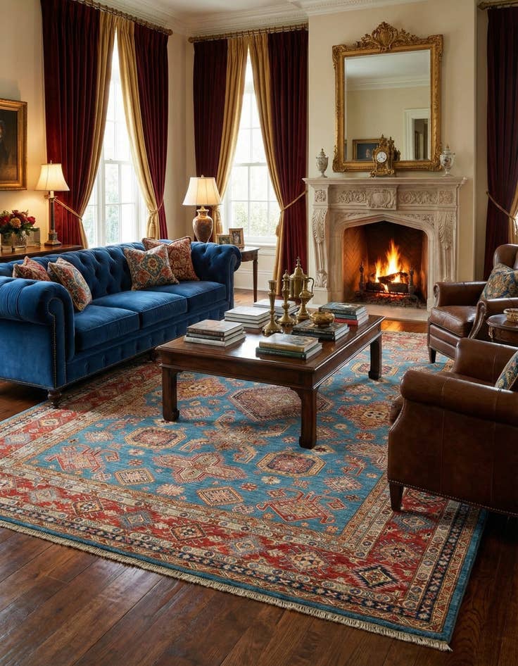 Detail image of 7' 10 x 9' 11 Kazak Wool Rug