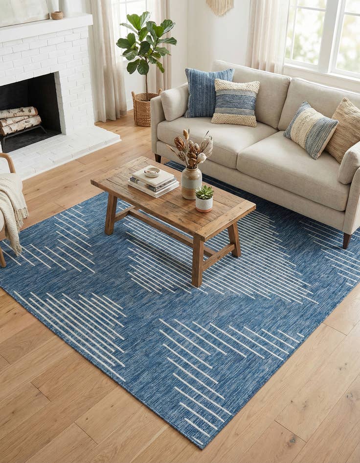 Detail image of  5' 3 x 8'  Washable Modern Indoor / Outdoor Rug