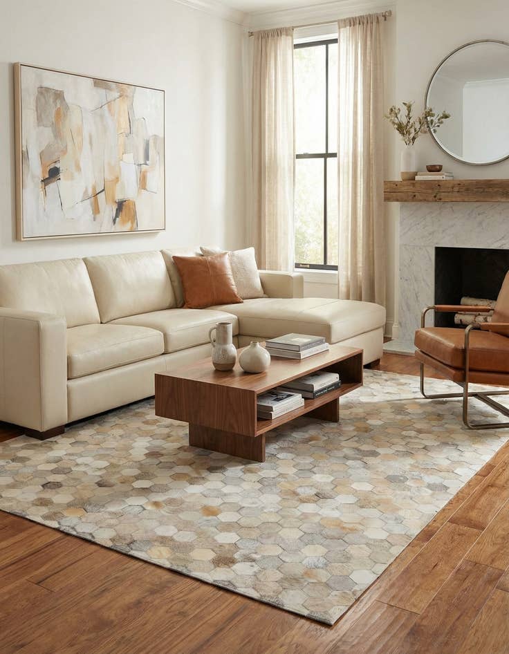 Detail image of 5' x 8' Cowhide Stocks Rug