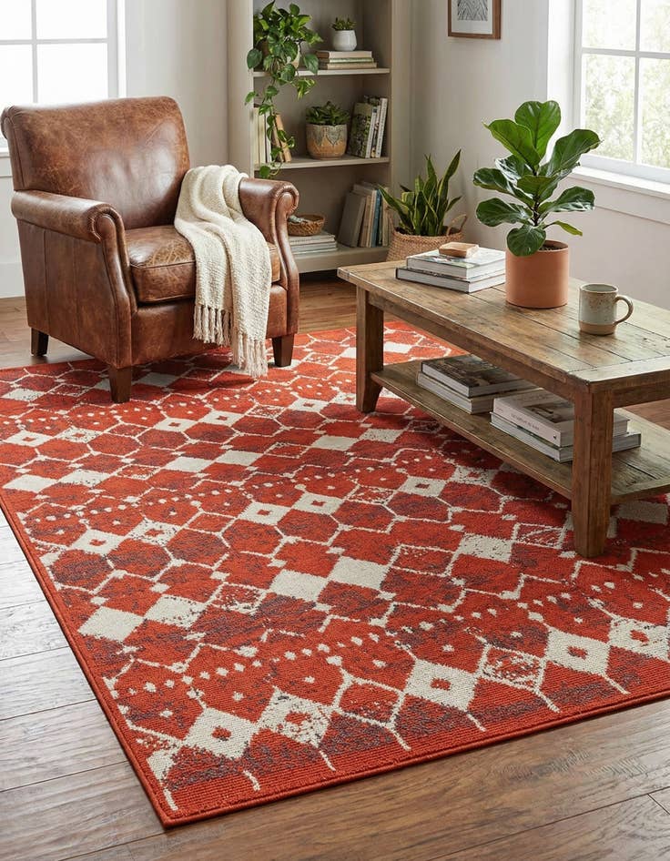 Detail image of 4' x 6'  Washable Trellis Indoor / Outdoor Rug