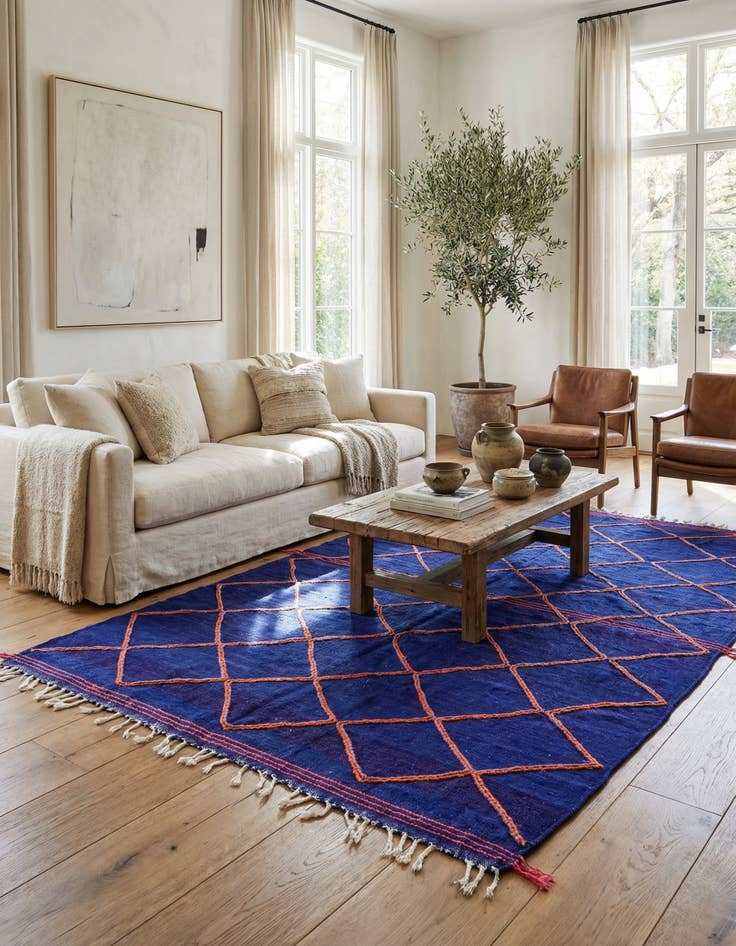 Detail image of  6' 7 x 10'  Hand Knotted Moroccan Wool Rug