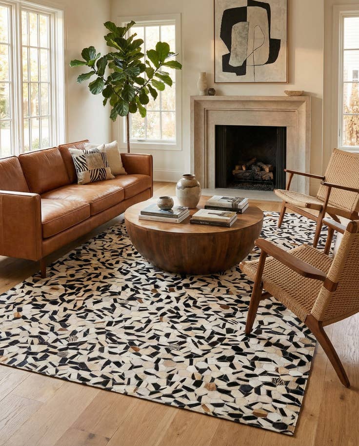 Detail image of 5' x 8' Cowhide Stocks Rug