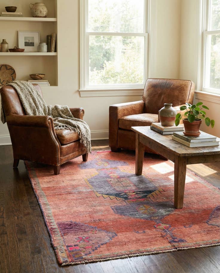 Detail image of 4' 1 x 6' 6 Hand Knotted Ultra Vintage Persian Wool Rug