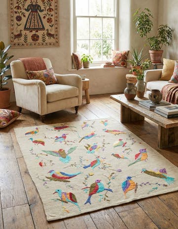 4' 2 x 5' 6 Hand Woven Kilim Suzani Wool Rug