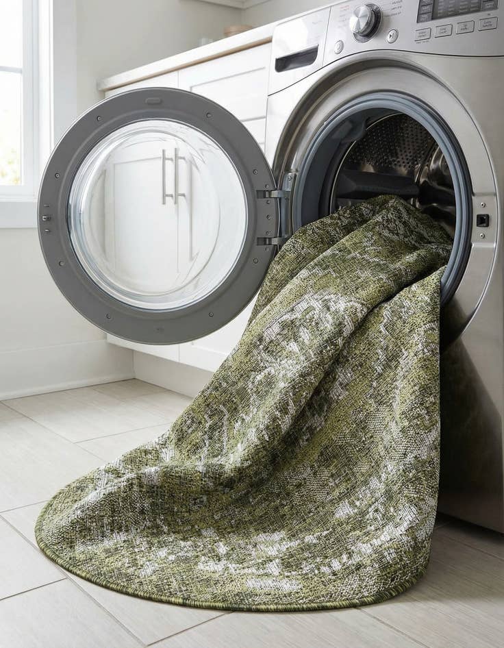 Detail image of 4' x 4'  Washable Traditional Indoor / Outdoor Round Rug