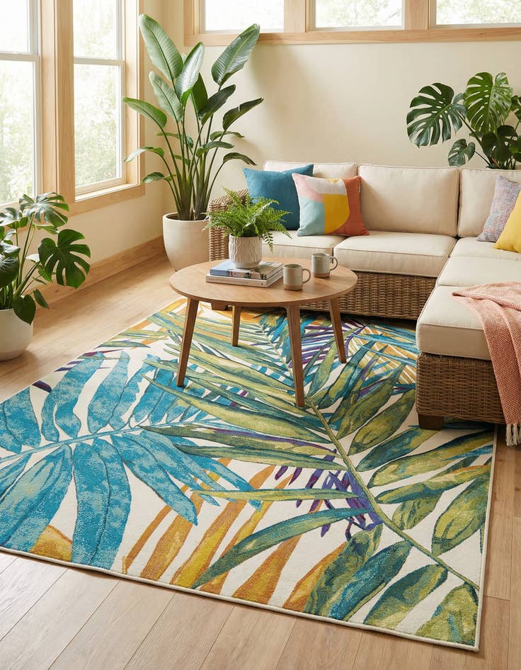 Detail image of 7' 10 x 10' Easy-Clean Botanical Indoor / Outdoor Rug