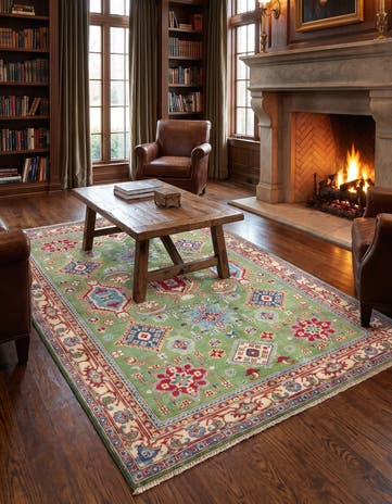 155cm x 230cm Noué main Kazak Tapis