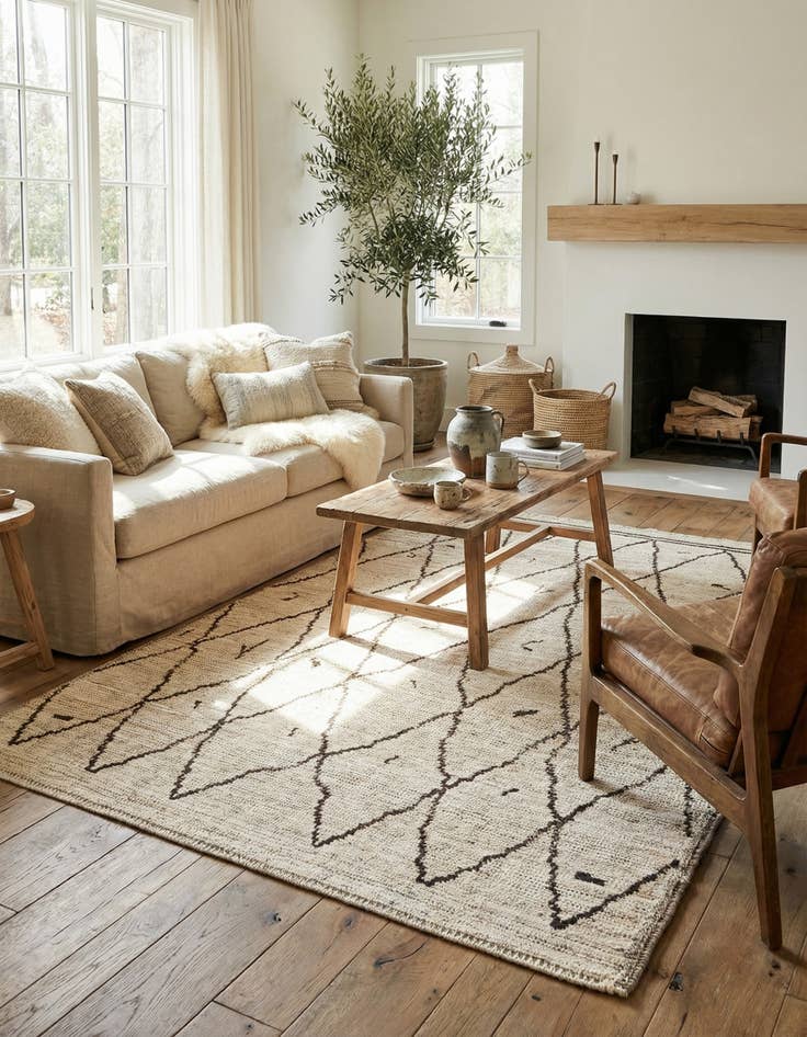 Detail image of  4' 3 x 6'  Hand Knotted Moroccan Wool Rug