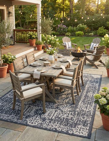 9' x 12' Easy-Clean Traditional Indoor / Outdoor Rug