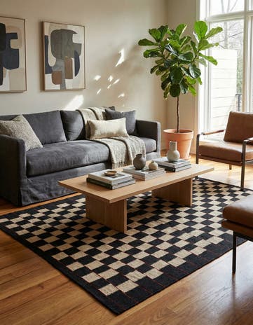 4' 5 x 5' 8 Hand Woven Kilim Modern Wool Rug