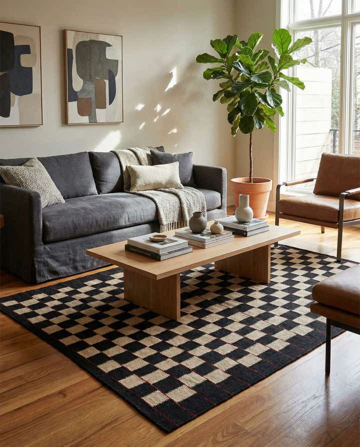 4' 5 x 5' 8 Hand Woven Kilim Modern Wool Rug