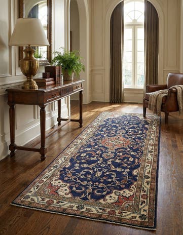 3' 9 x 10' 3 Hand Knotted Khamseh Persian Wool Runner Rug