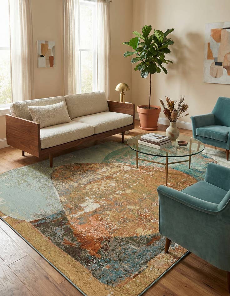 Detail image of 6' 1 x 9'  Washable Modern Indoor / Outdoor Rug