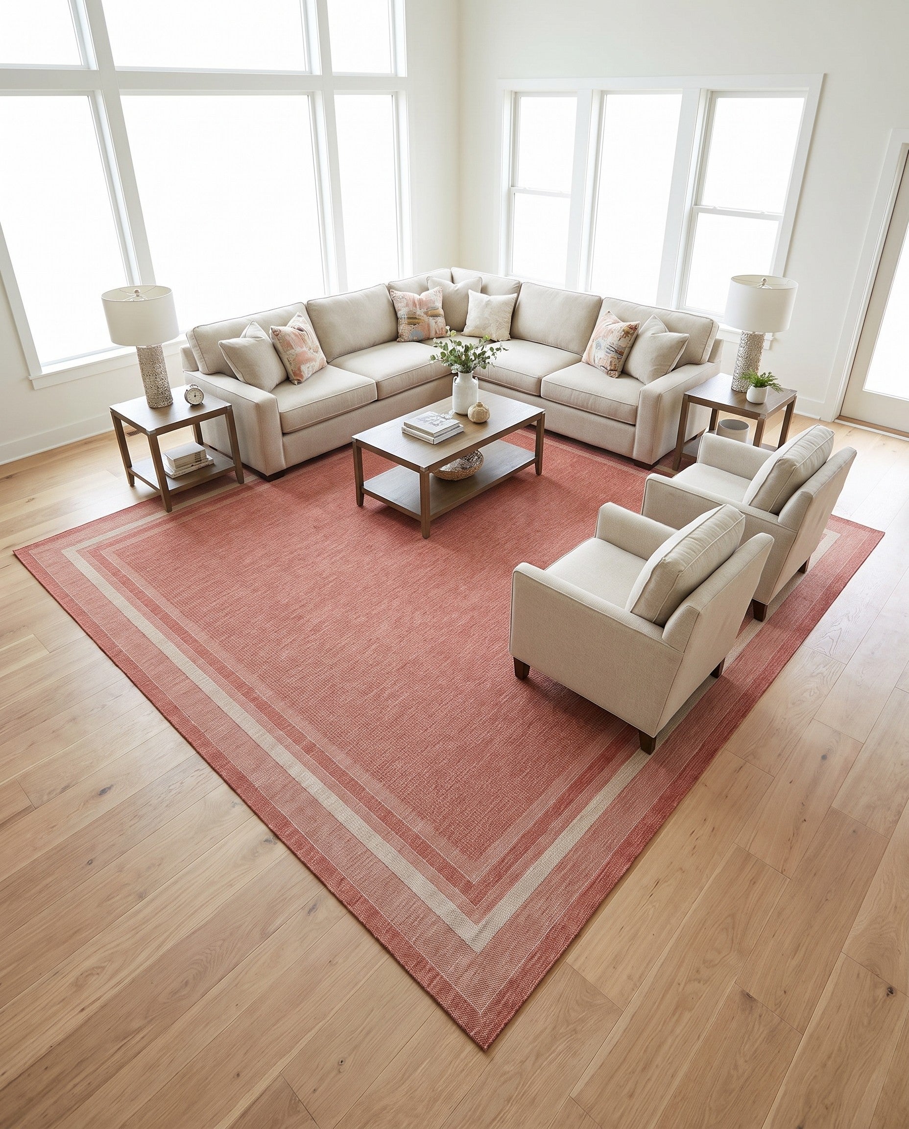 13' x 13' Easy-Clean Border Indoor / Outdoor Square Rug