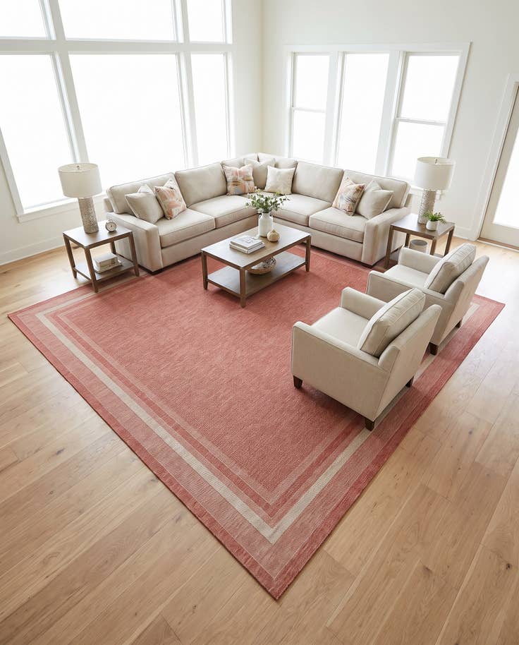 Detail image of 13' x 13' Easy-Clean Border Indoor / Outdoor Square Rug