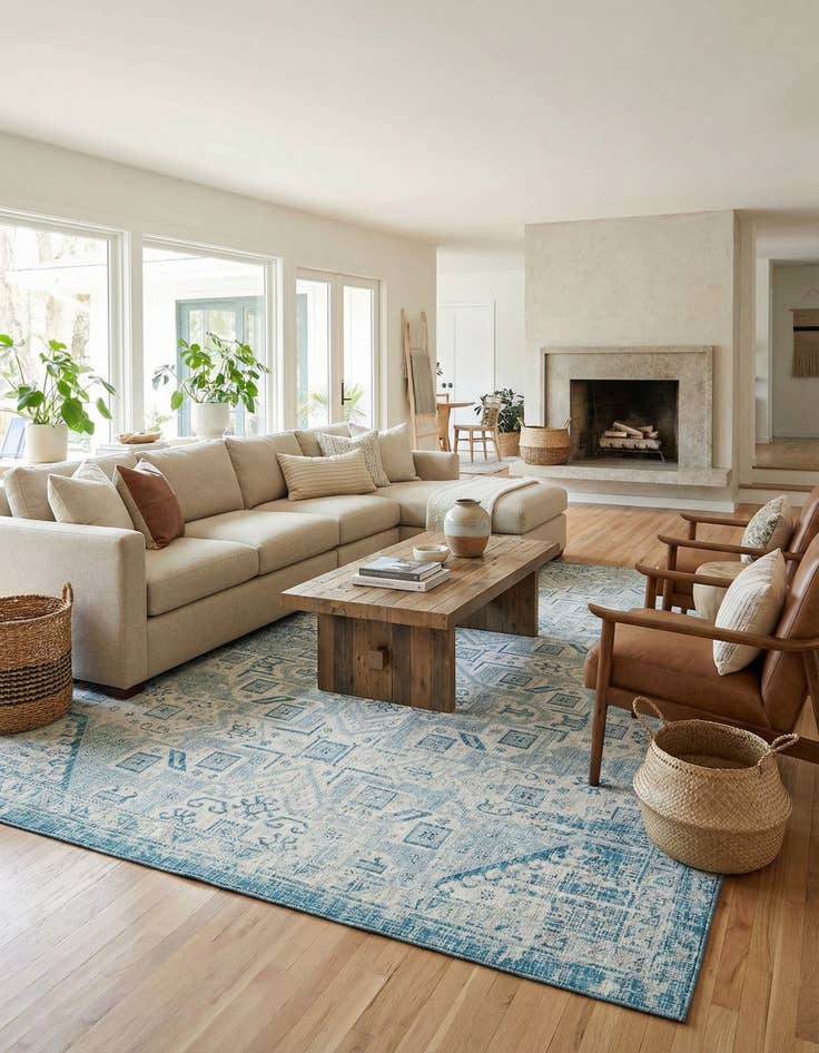 Detail image of 10' x 14'  Washable Aztec Indoor / Outdoor Rug